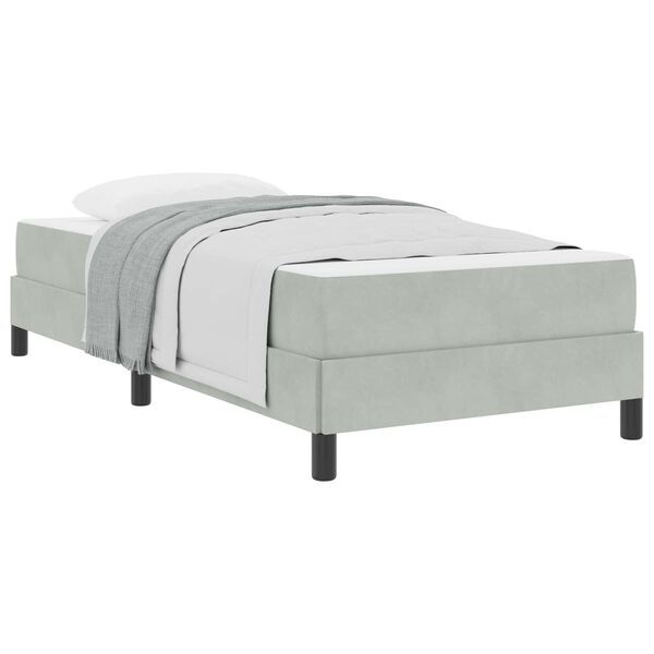 vidaXL Lit &agrave; ressorts avec matelas Gris clair 90 x 210 cm tissu