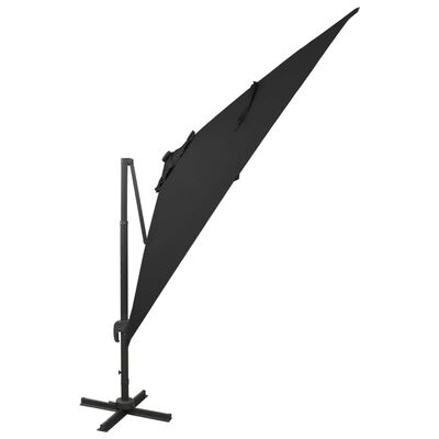 vidaXL Parasol déporté avec mât et lumières LED Noir 300 cm
