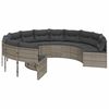 vidaXL Canap&eacute; de jardin avec coussins rond gris r&eacute;sine tress&eacute;e