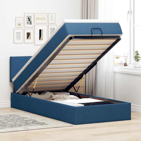 VidaXL Cadre de lit ottoman avec matelas bleu 80x200 cm tissu