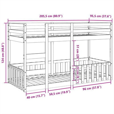 vidaXL Lit superposé 90x200 cm Bois de pin massif