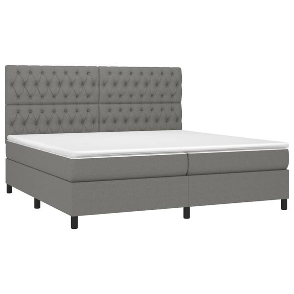 vidaXL Sommier &agrave; lattes de lit et matelas et LED Gris fonc&eacute; 200x200 cm