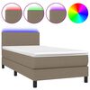 vidaXL Sommier &agrave; lattes de lit avec matelas LED Taupe 90x200 cm Tissu