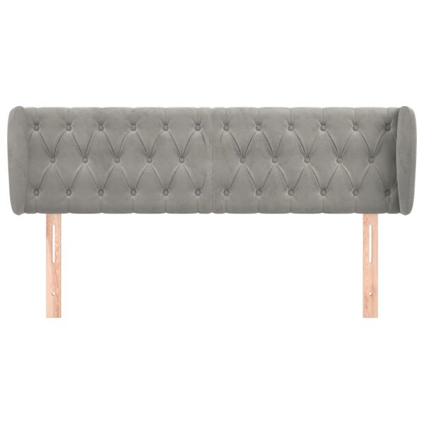 vidaXL T&ecirc;te de lit avec oreilles Gris clair 163x23x78/88 cm Velours