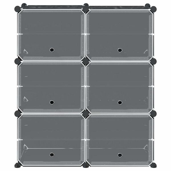 vidaXL Cubes de rangement 6 pcs avec portes noir PP