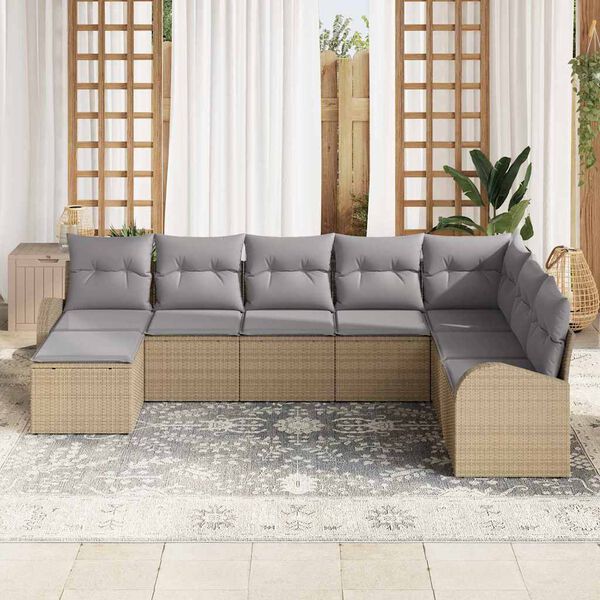 vidaXL Ensemble de Canap&eacute;s 8 pcs Beige et gris clair polyrotin