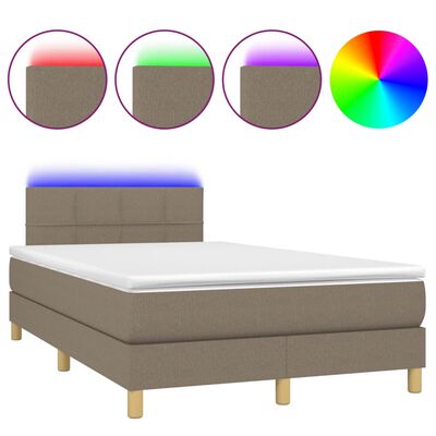 vidaXL Sommier à lattes de lit matelas et LED taupe 120x190 cm tissu