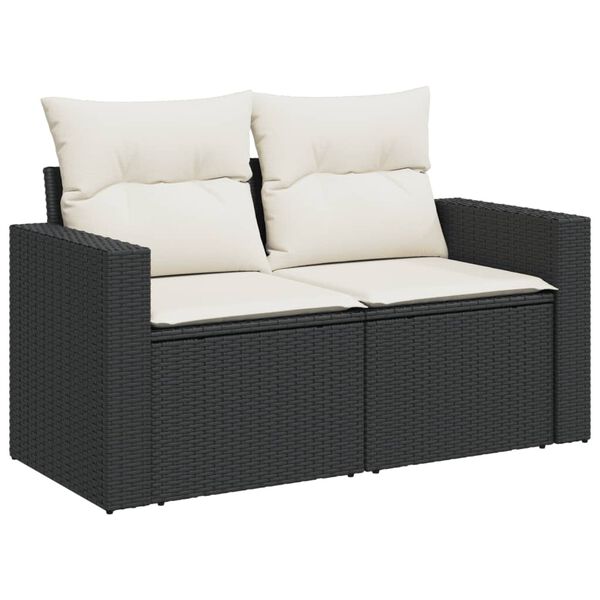 vidaXL Salon de jardin 8 pcs avec coussins noir r&eacute;sine tress&eacute;e
