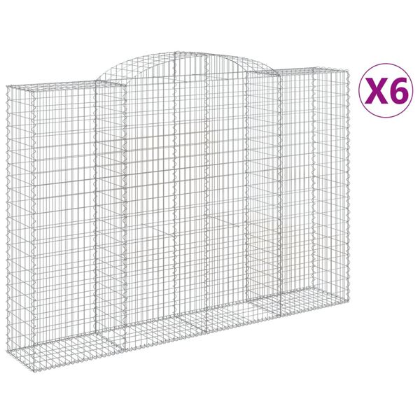 vidaXL Paniers à gabions arqués 6 pcs 300x50x200/220 cm fer galvanisé