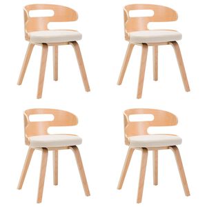 vidaXL Chaises &agrave; manger lot de 4 cr&egrave;me bois courb&eacute; et similicuir