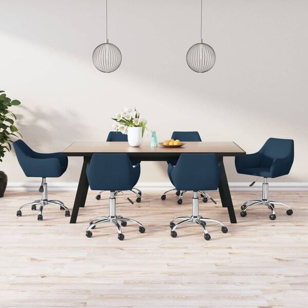 vidaXL Chaises pivotantes &agrave; manger lot de 6 bleu tissu