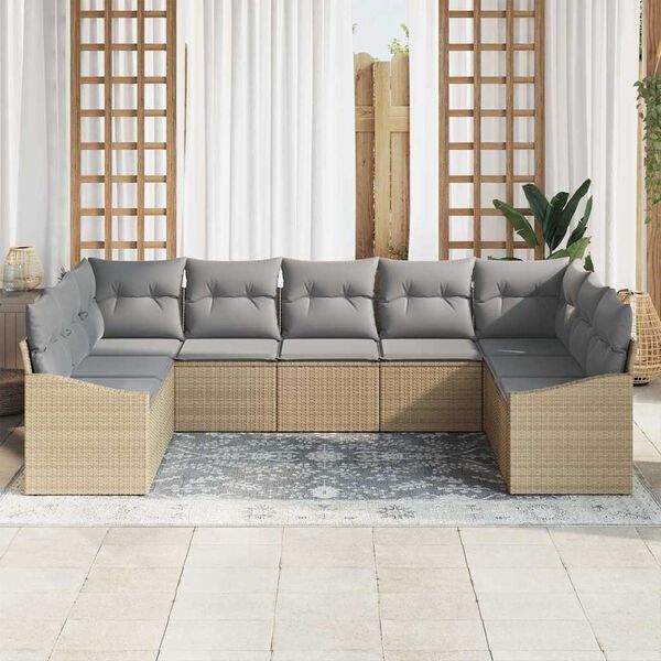 vidaXL Ensemble de canapé de jardin 9 pcs Beige et Gris clair