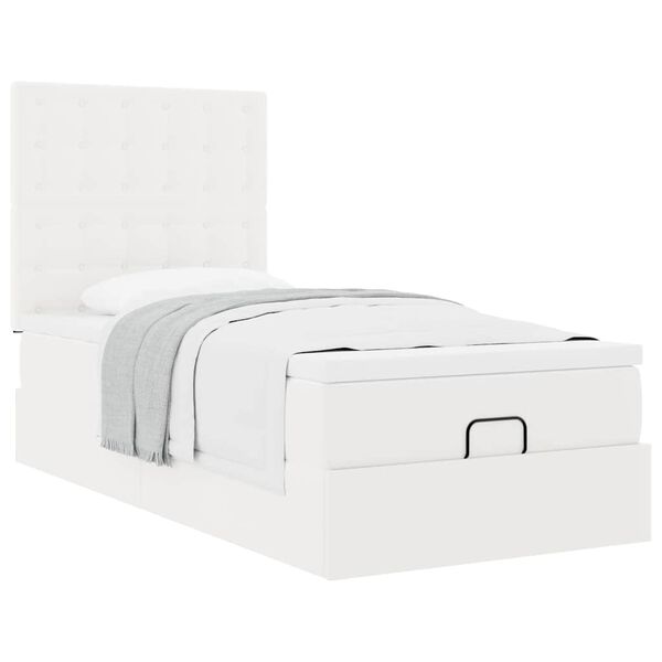 VidaXL Lit ottoman avec matelas blanc 100x200 cm similicuir