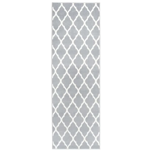 vidaXL Tapis BCF Gris et blanc 100x400 cm