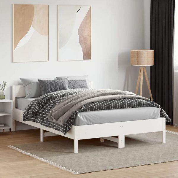 vidaXL Cadre de lit sans matelas blanc 120x190 cm bois de pin massif