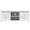 vidaXL Meuble TV Blanc 110x30x40 cm Fer et bois de sapin massif
