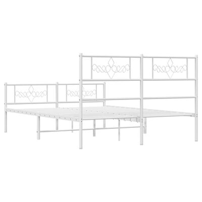 vidaXL Cadre de lit métal sans matelas et pied de lit blanc 120x190 cm