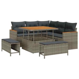 vidaXL Ensemble de canap&eacute; de jardin avec coussin 8 pcs Gris Poly rotin