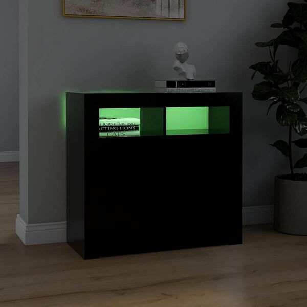 vidaXL Buffet avec lumières LED noir 80x35x75 cm