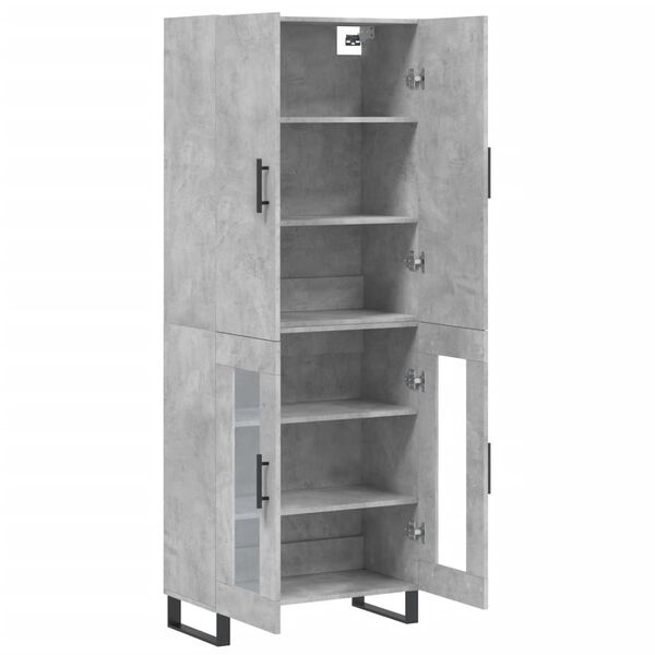 vidaXL Buffet haut Gris b&eacute;ton 69,5x34x180 cm Bois d'ing&eacute;nierie