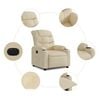 vidaXL Fauteuil inclinable électrique Crème Tissu