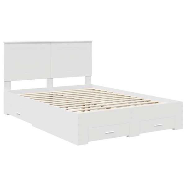 vidaXL Cadre de lit avec tiroir Blanc 140 x 190 cm Bois d'ing&eacute;nierie
