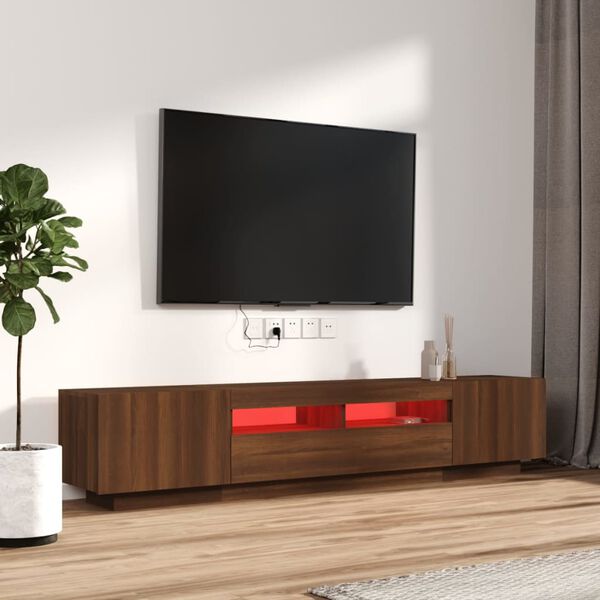 vidaXL Ensemble de meubles TV avec lumi&egrave;res LED 2 pcs Ch&ecirc;ne marron