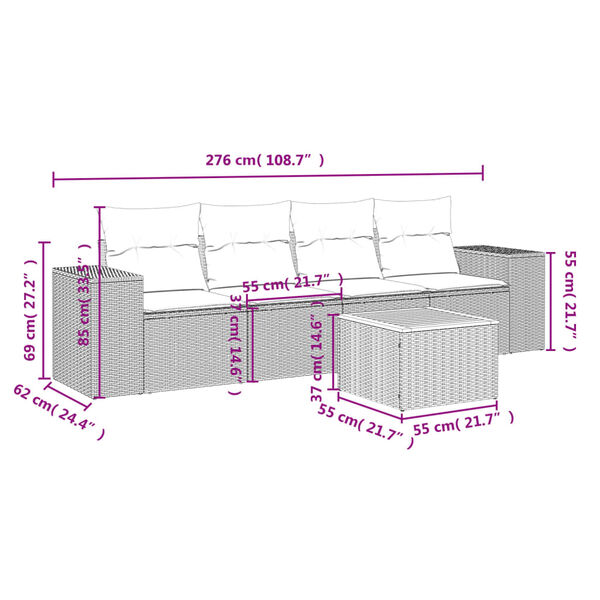 vidaXL Salon de jardin 5 pcs avec coussins noir r&eacute;sine tress&eacute;e