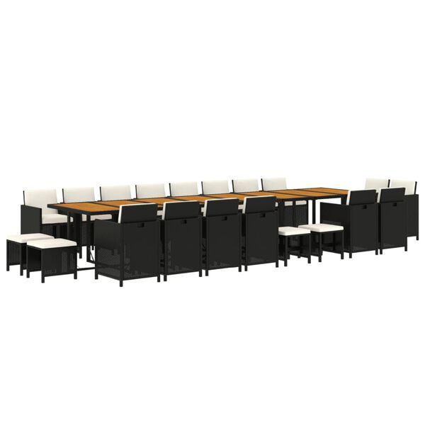 vidaXL Ensemble &agrave; manger de jardin 21pcs coussins noir r&eacute;sine tress&eacute;e