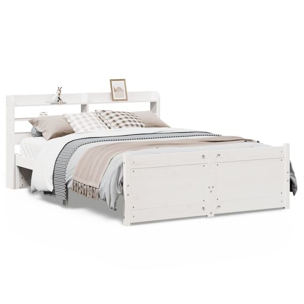 vidaXL Cadre de lit avec tête de lit sans matelas blanc 120x190 cm