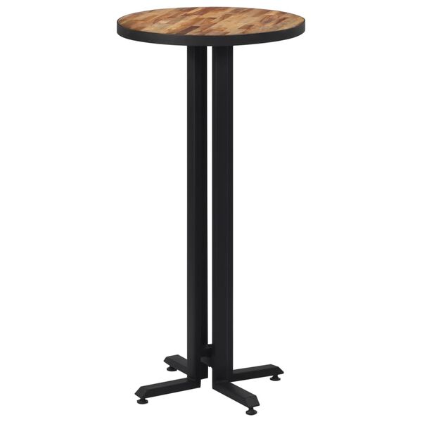 vidaXL Table de bar ronde &Oslash;55x110 cm teck de r&eacute;cup&eacute;ration massif