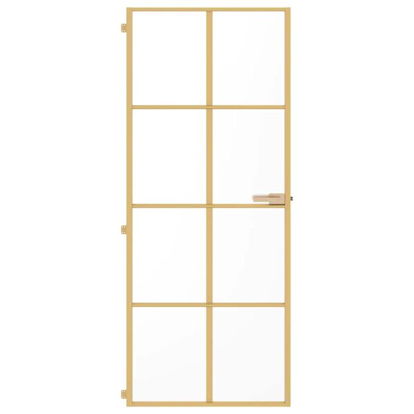 vidaXL Porte int&eacute;rieure mince dor&eacute; 83x201,5 cm verre tremp&eacute; aluminium