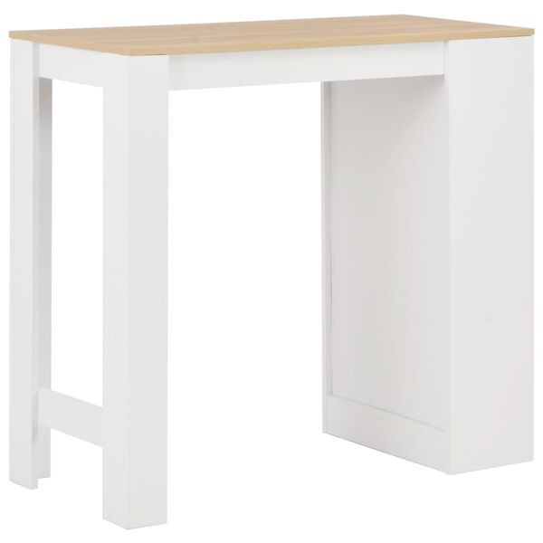 vidaXL Table de bar avec étagère Blanc 110x50x103 cm