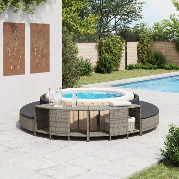 vidaXL &Eacute;tag&egrave;res de rangement pour spa 2 pcs gris r&eacute;sine tress&eacute;e