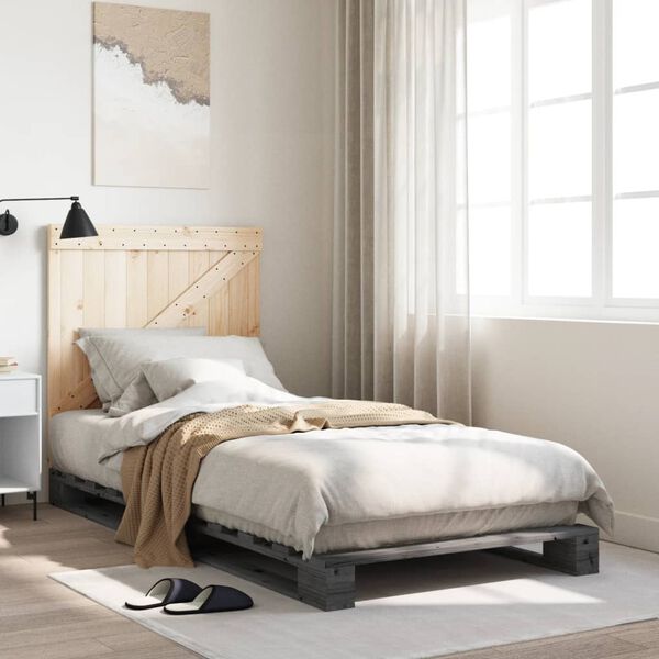vidaXL Cadre de lit sans matelas gris 90x200 cm bois de pin massif