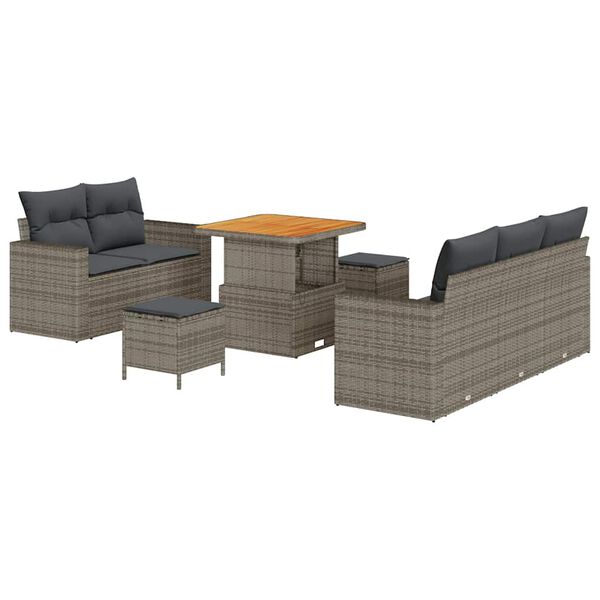 vidaXL Ensemble de canap&eacute; de jardin avec coussin 8 pcs Gris