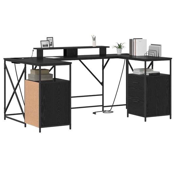 vidaXL Bureau Chêne noir 182 x 101 x 87,5 cm Bois d'ingénierie