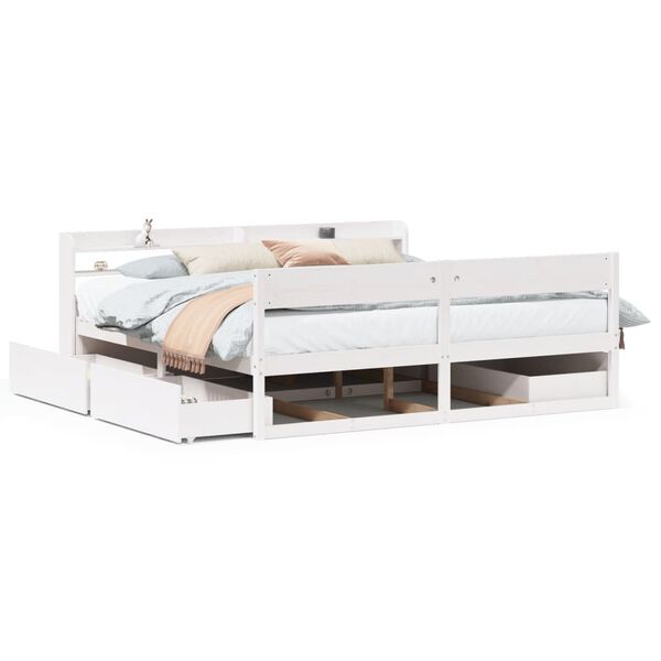 vidaXL Cadre de lit sans matelas blanc 180x200 cm bois massif de pin