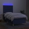 vidaXL Sommier &agrave; lattes de lit et matelas et LED Bleu 90x200 cm Tissu