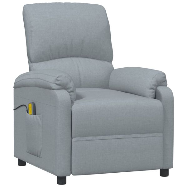vidaXL Fauteuil de massage Gris clair Tissu