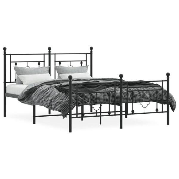 vidaXL Cadre de lit m&eacute;tal sans matelas avec pied de lit noir 140x190cm