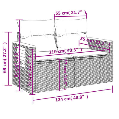 vidaXL Salon de jardin avec coussins 10 pcs beige résine tressée