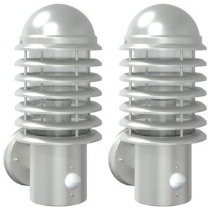 vidaXL Appliques murales d'ext&eacute;rieur et capteurs 2pcs acier inoxydable