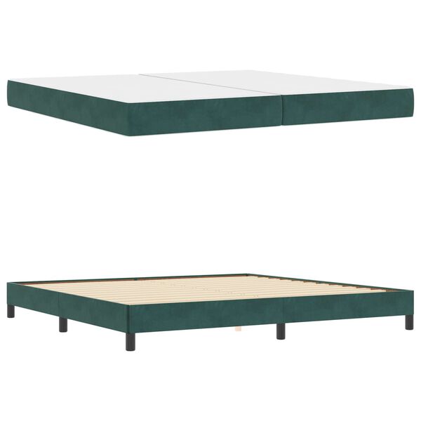 vidaXL Lit &agrave; ressorts avec matelas Vert fonc&eacute; 200 x 200 cm tissu