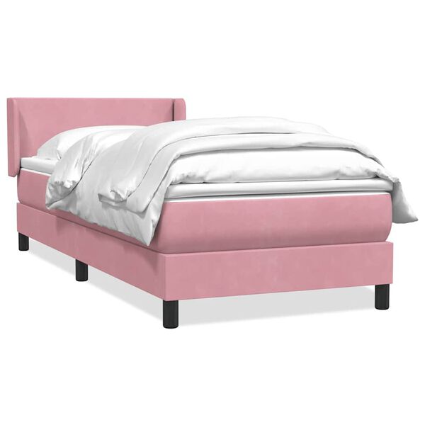 vidaXL Sommier &agrave; lattes de lit avec matelas rose 90x220 cm velours