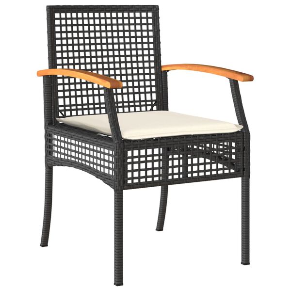 vidaXL Ensemble &agrave; manger de jardin coussins 5pcs Noir R&eacute;sine tress&eacute;e