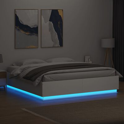 vidaXL Cadre de lit avec LED sans matelas blanc 200x200 cm