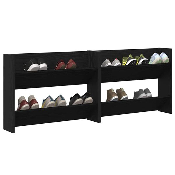 vidaXL Cabinet &agrave; chaussures 2 pcs Ch&ecirc;ne noir 85 x 18 x 90 cm