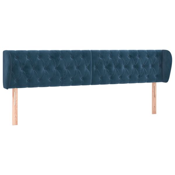 vidaXL T&ecirc;te de lit avec oreilles Bleu fonc&eacute; 203x23x78/88 cm Velours