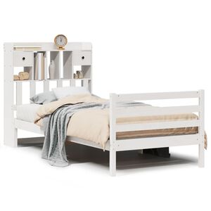 vidaXL Lit biblioth&egrave;que sans matelas blanc 75x190cm bois de pin massif